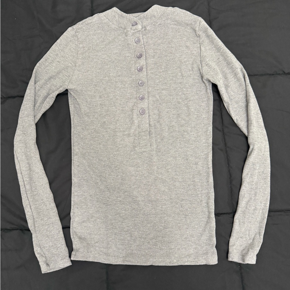 Gray Button-Up Women's Top